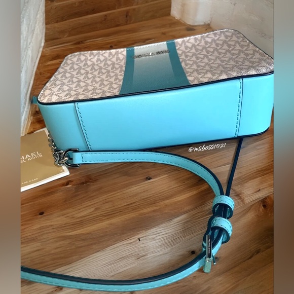 Michael Kors Ombré Center Stripe Crossbody + Passport Wallet in Ocean Blue Multi - Picture 9 of 15